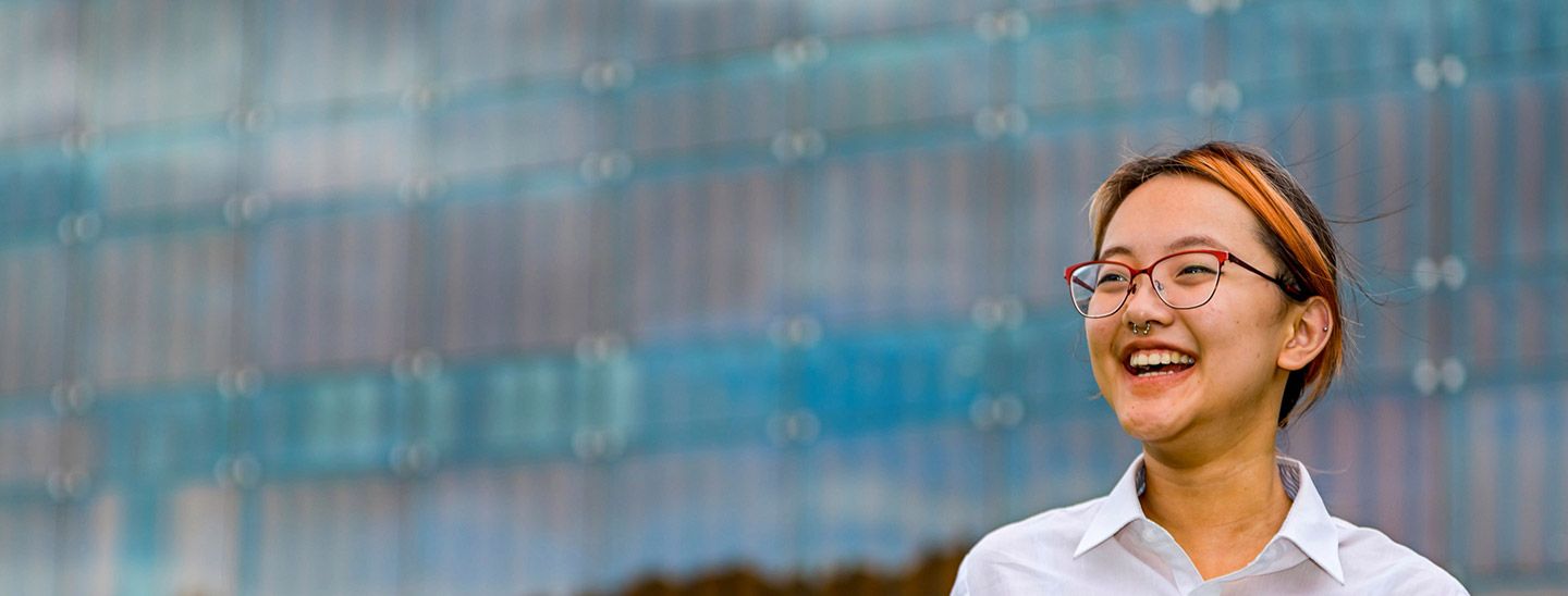 Student on campus walking