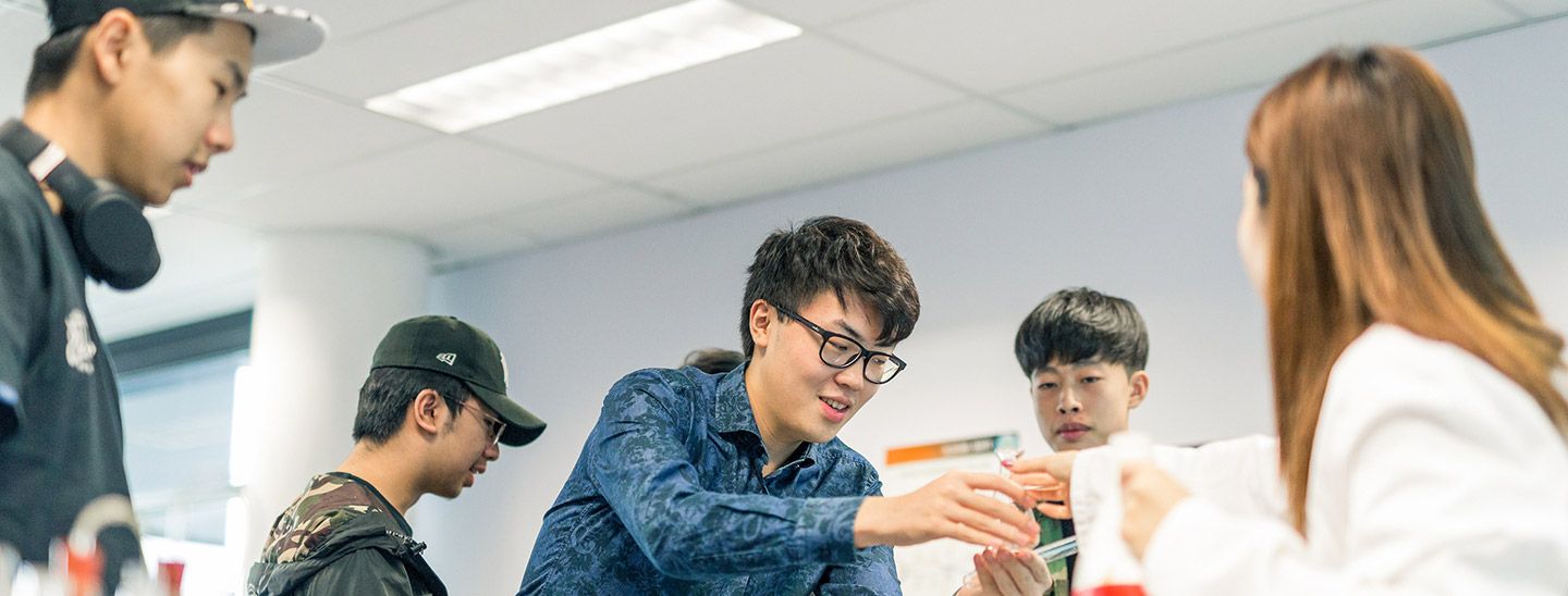 Students studying classroom working together